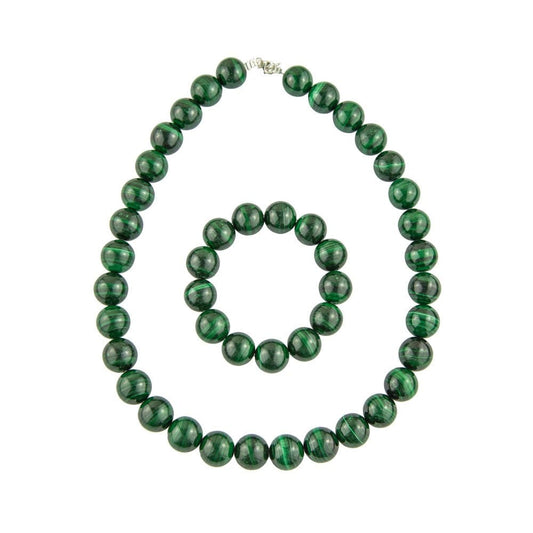 Parure in malachite – Perle sferiche da 14 mm