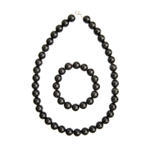 Parure in ossidiana nera – Perle sferiche da 12 mm