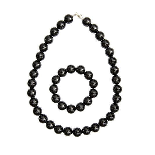 Parure in ossidiana nera – Perle sferiche da 14 mm