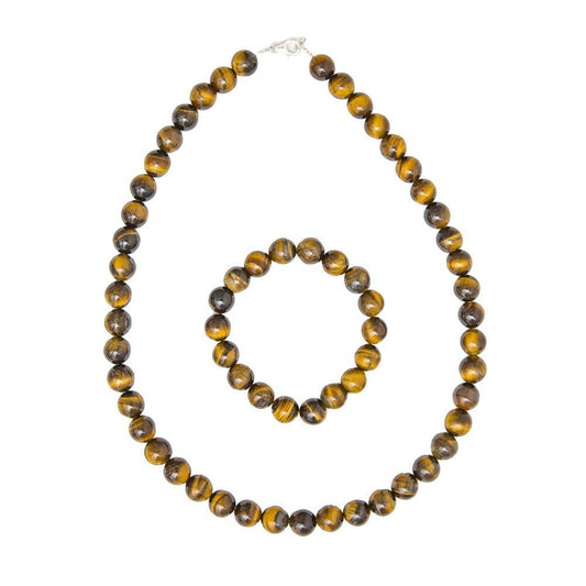 Parure in occhio di tigre – Perle sferiche da 10 mm