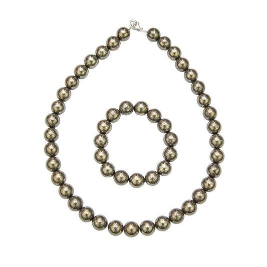 Parure in pirite di ferro – Perle sferiche da 12 mm