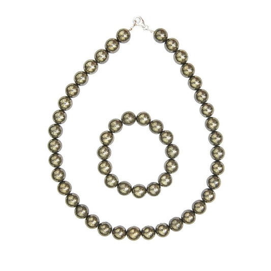 Parure in pirite di ferro – Perle sferiche da 12 mm
