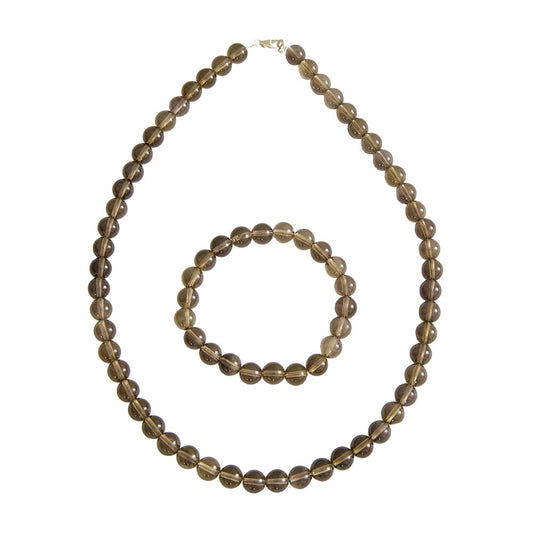 Parure in quarzo affumicato – Perle sferiche da 8 mm