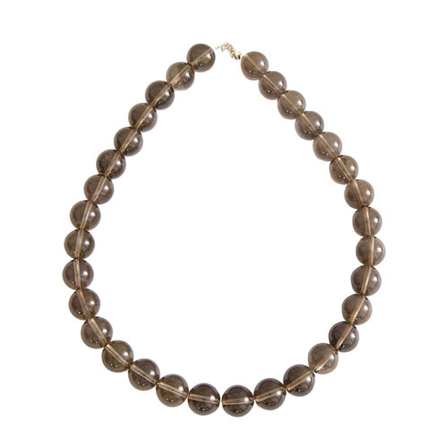 Collana in quarzo affumicato – Perle sferiche da 14 mm