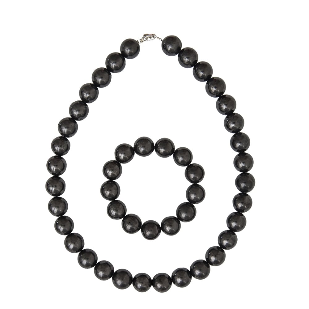 Parure in shungite – Perle sferiche da 14 mm
