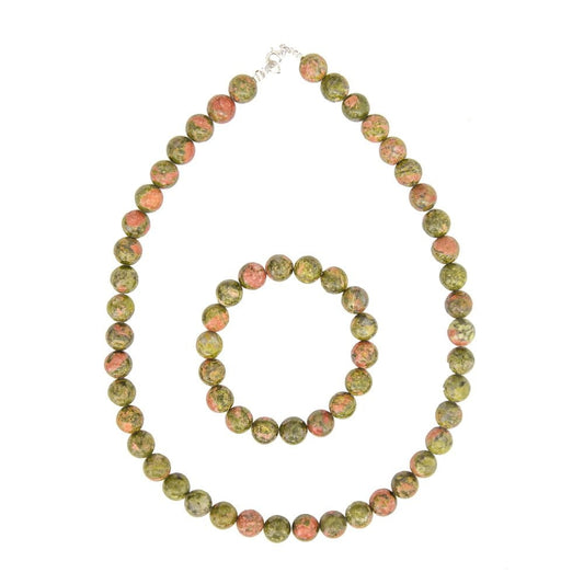 Parure in unakite – Perle sferiche da 10 mm