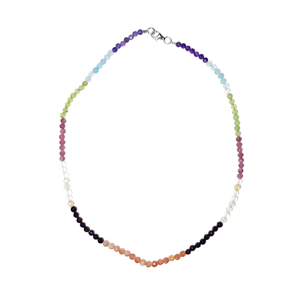 Collana in acquamarina – Perline sfaccettate 4 mm – 45 cm