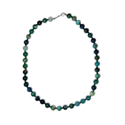 Collana in agata muschiata – Perle sferiche annodate 8 mm – 45 cm