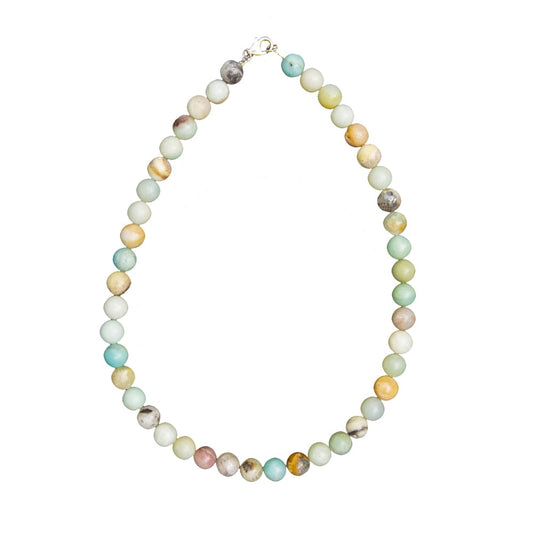 Collana in amazzonite multicolore – Perle sferiche da 10 mm