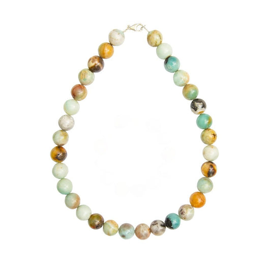 Collana in amazzonite multicolore – Perle sferiche da 14 mm
