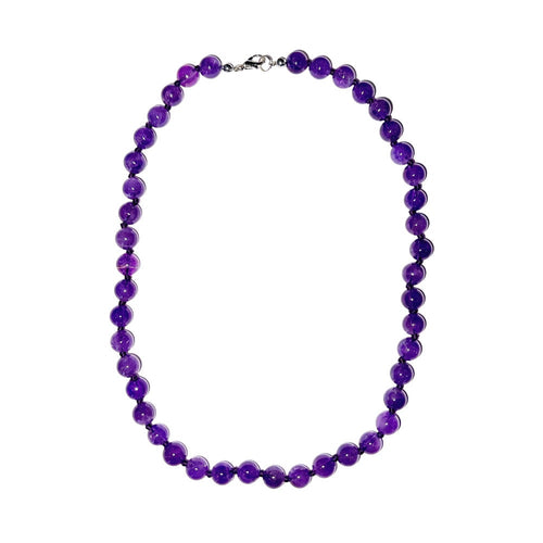 Collana in ametista – Perle sferiche annodate 8 mm – 45 cm