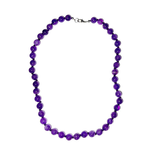 Collana in ametista – Perle sferiche annodate 8 mm – 45 cm