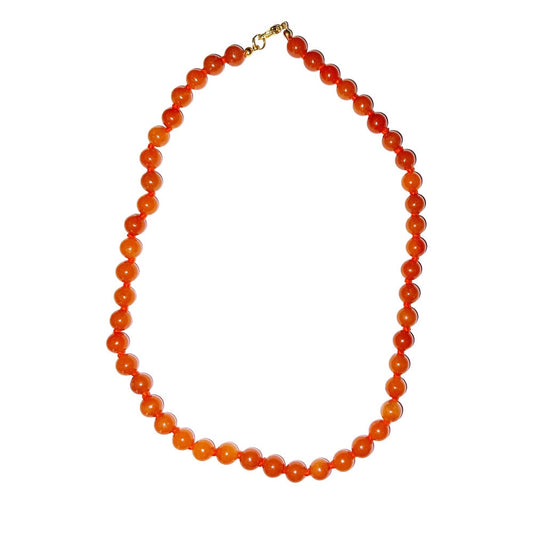 Collana in avventurina rossa – Perle sferiche annodate 8 mm – 45 cm