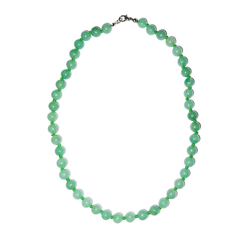Collana in avventurina verde – Perle sferiche annodate 8 mm – 45 cm