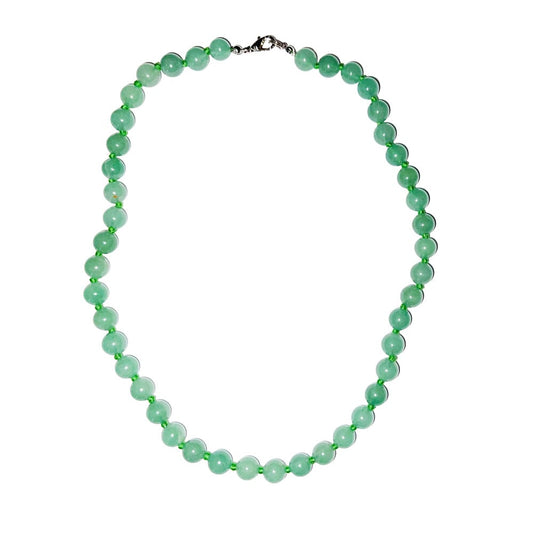 Collana in avventurina verde – Perle sferiche annodate 8 mm – 45 cm