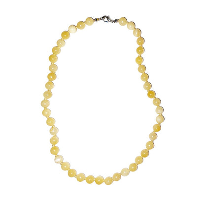Collana in calcite arancione – Perle sferiche annodate 8 mm – 45 cm