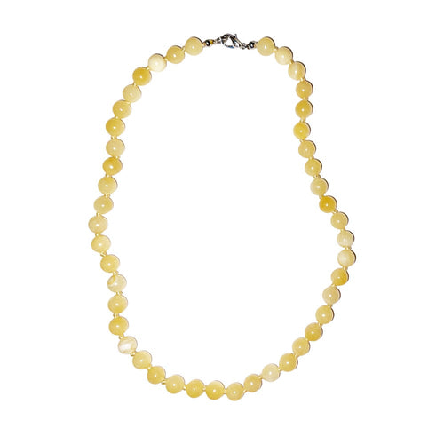 Collana in calcite arancione – Perle sferiche annodate 8 mm – 45 cm