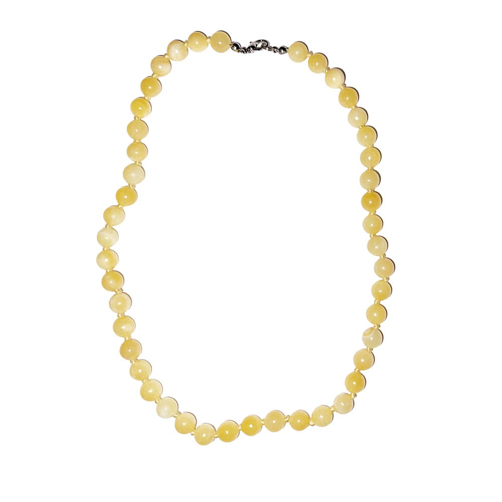 Collana in calcite arancione – Perle sferiche annodate 8 mm – 45 cm