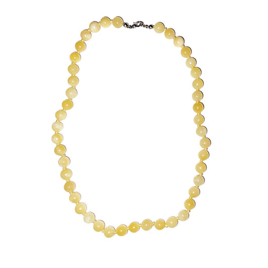 Collana in calcite arancione – Perle sferiche annodate 8 mm – 45 cm