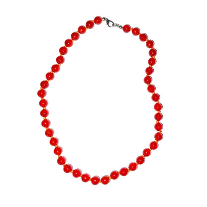 Collana in corniola – Perle sferiche annodate 8 mm – 45 cm