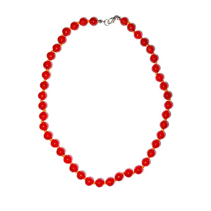 Collana in corniola – Perle sferiche annodate 8 mm – 45 cm