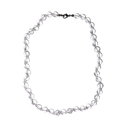 Collana in cristallo di rocca – Perle sferiche annodate 8 mm – 45 cm