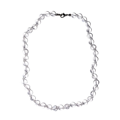 Collana in cristallo di rocca – Perle sferiche annodate 8 mm – 45 cm