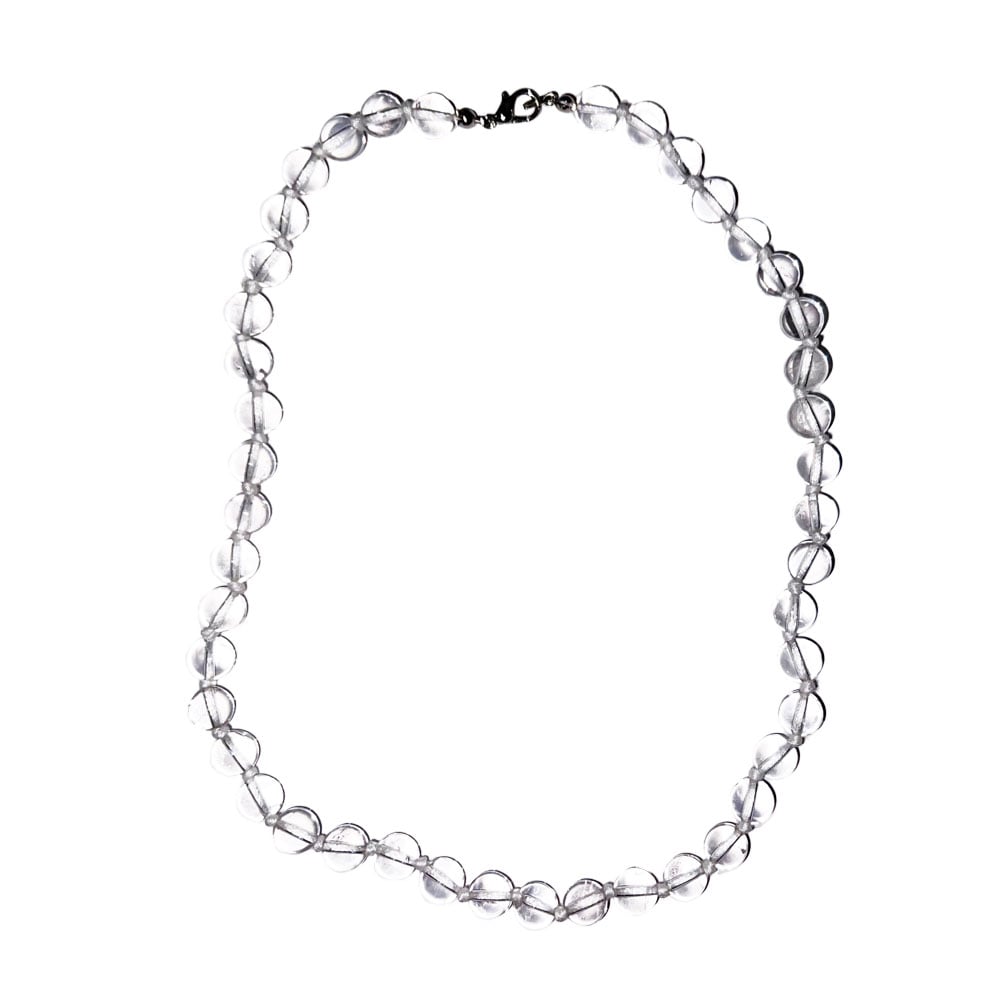 Collana in cristallo di rocca – Perle sferiche annodate 8 mm – 45 cm
