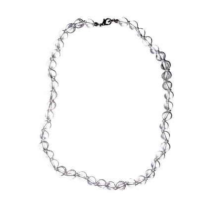 Collana in cristallo di rocca – Perle sferiche annodate 8 mm – 45 cm