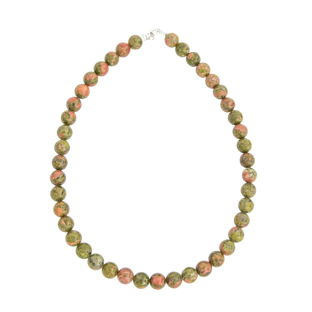 Collana in epidoto – Perle sferiche da 10 mm