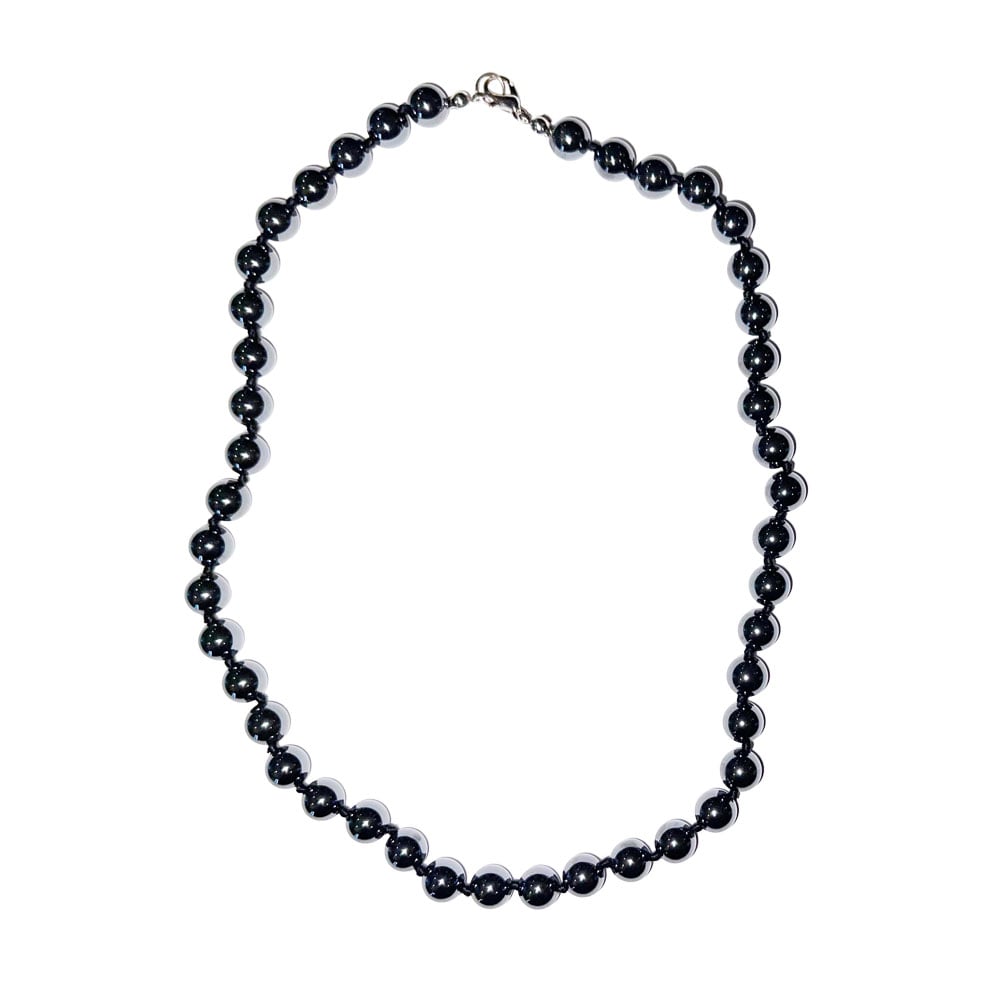 Collana in ematite – Perle sferiche annodate 8 mm – 45 cm