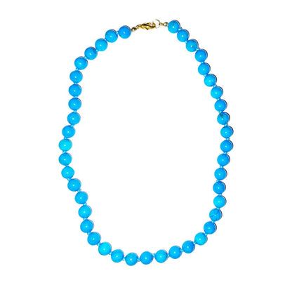 Collana in howlite blu – Perle sferiche annodate 8 mm – 45 cm