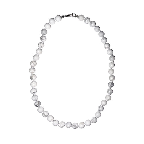 Collana in howlite – Perle sferiche annodate 8 mm – 45 cm