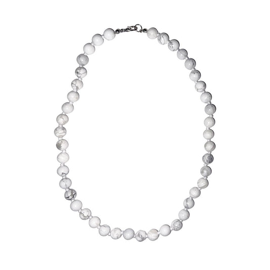 Collana in howlite – Perle sferiche annodate 8 mm – 45 cm
