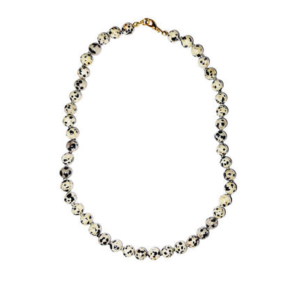 Collana in diaspro dalmata – Perle sferiche annodate 8 mm – 45 cm