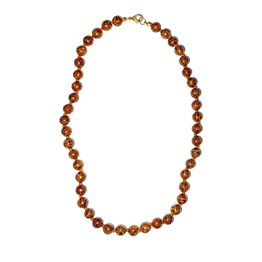 Collana in diaspro pelle di serpente – Perle sferiche annodate 8 mm – 45 cm