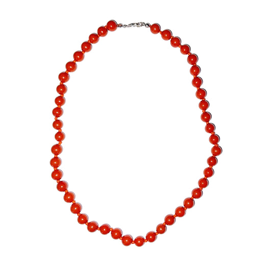 Collana in diaspro rosso – Perle sferiche annodate 8 mm – 45 cm