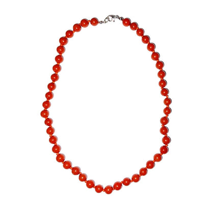 Collana in diaspro rosso – Perle sferiche annodate 8 mm – 45 cm