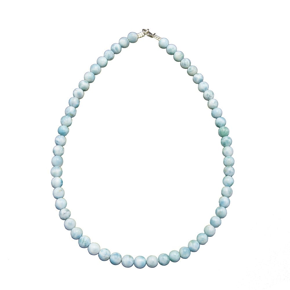Collana in larimar – Perle sferiche da 8 mm