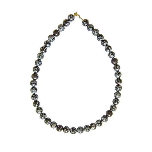 Collana in ossidiana neve – Perle sferiche da 10 mm