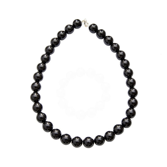 Collana in ossidiana nera – Perle sferiche da 14 mm