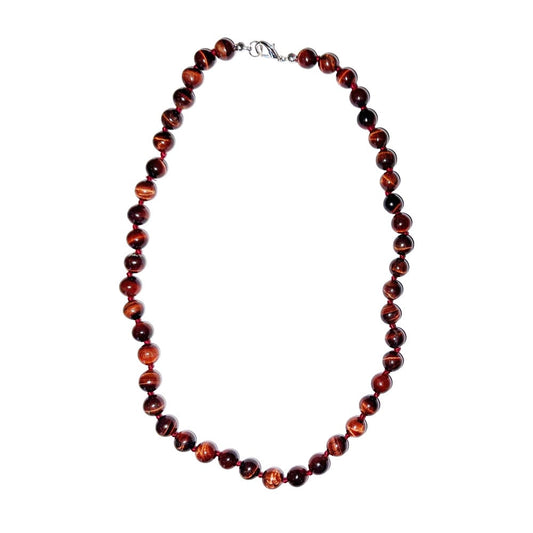Collana in occhio di toro – Perle sferiche annodate 8 mm – 45 cm