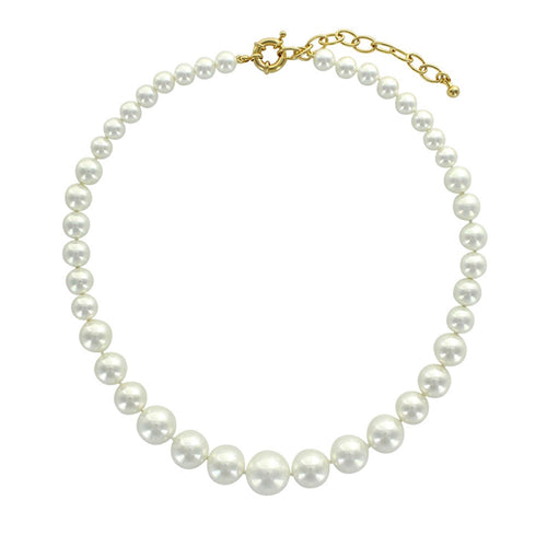 Collana in perle di maiorca bianche – Perle sferiche da 8/14 mm