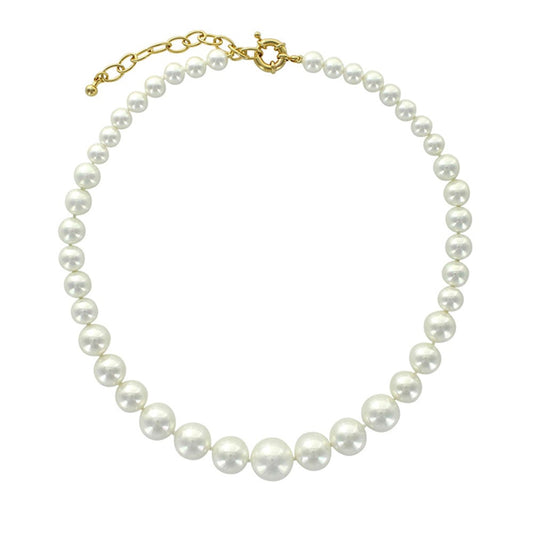 Collana in perle di maiorca bianche – Perle sferiche da 8/14 mm