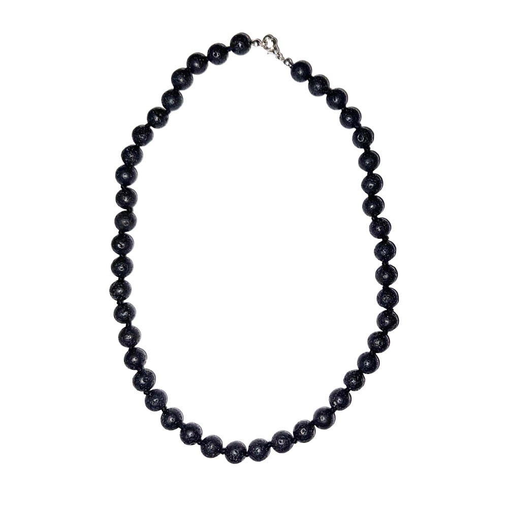 Collana in pietra lavica – Perle sferiche annodate 8 mm – 45 cm