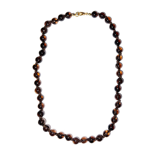 Collana in quarzo affumicato – Perle sferiche annodate 8 mm – 45 cm