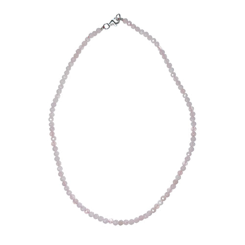 Collana in quarzo rosa – Perline sfaccettate 4 mm – 45 cm