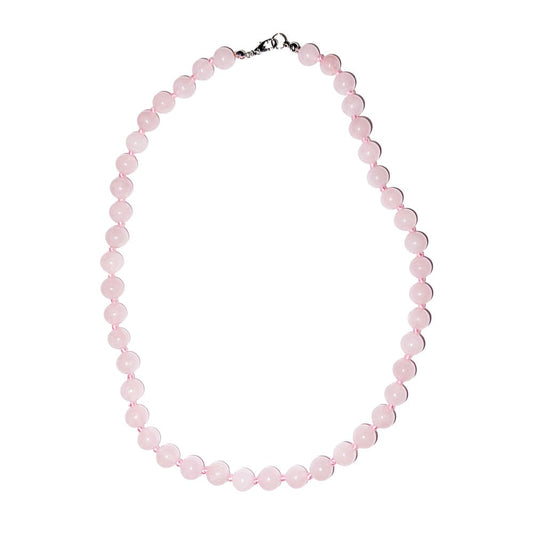 Collana in quarzo rosa – Perle sferiche annodate 8 mm – 45 cm