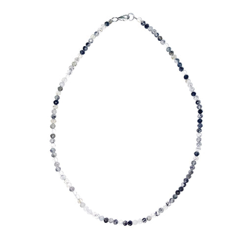 Collana in quarzo tormalinato – Perline sfaccettate 4 mm – 45 cm