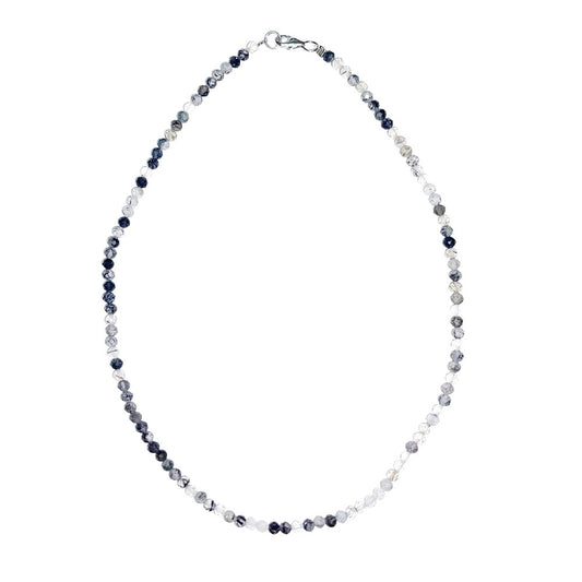 Collana in quarzo tormalinato – Perline sfaccettate 4 mm – 45 cm